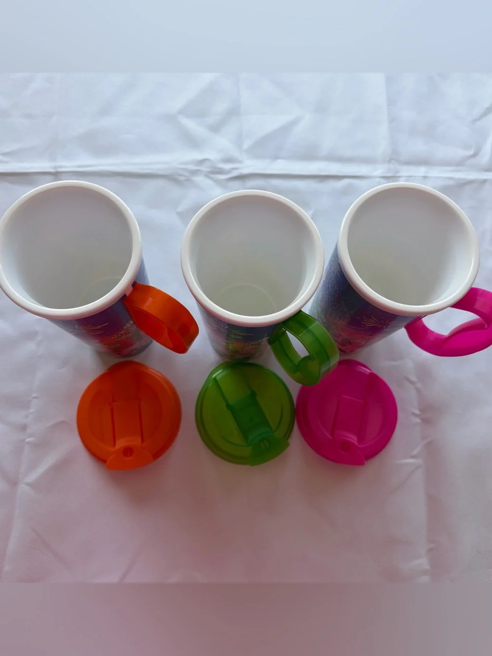 Lot of 3 Walt Disney World Travel Tumbler Green, Orange, Pink Lids 2025